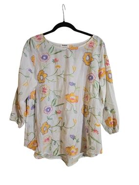 Kindred Embroidered Floral Boho Blouse By Anthropologie.